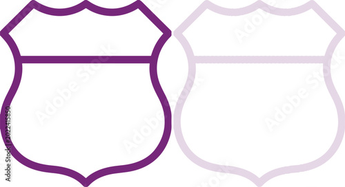 Konstfotografi Purple and Light Purple Highway Shield Icons isolated on white background