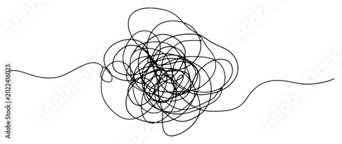 Tableau sur toile Tangled messy scribble in the center of a continuous line art style