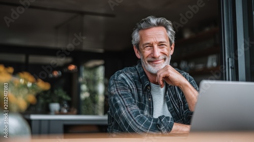 Happy man working outdoors