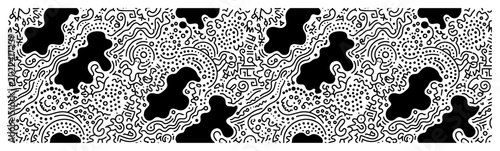 Foto Creative abstract doodle pattern with organic blotches and dots in minimalist st