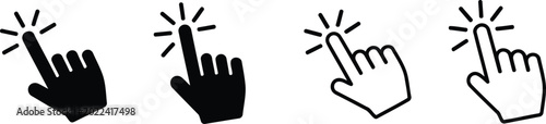 Photos Click cursor icon set with selection, interaction vector illustration