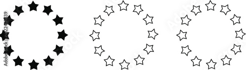 Fotografía Black and white stars arranged in arcs outline