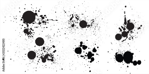 Foto Black brush stroke set isolated on background