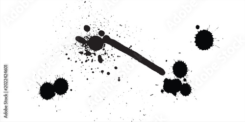Tableau sur toile Black brush stroke set isolated on background