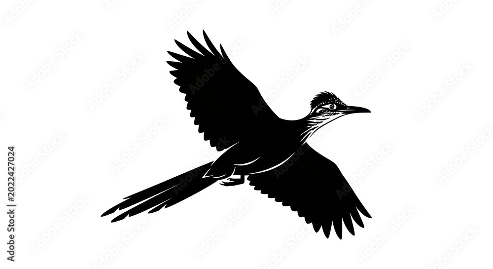 Fototapeta premium Bird in flight silhouette illustration.