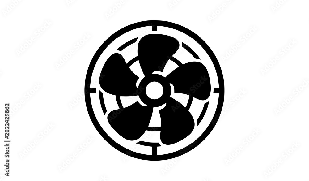 Obraz premium Minimal Pink Electric Fan Logo Icon Vector Silhouette Modern Cooling Design