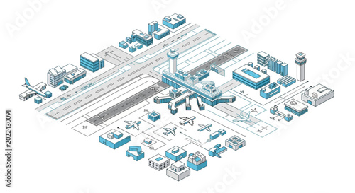 Bild auf Leinwand Isometric illustration of industrial factory operations.
