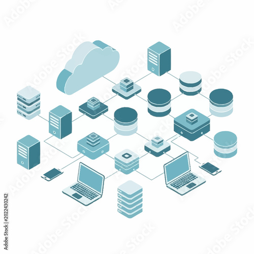 Slika na platnu Cloud Computing Network Data Storage Servers Technology.