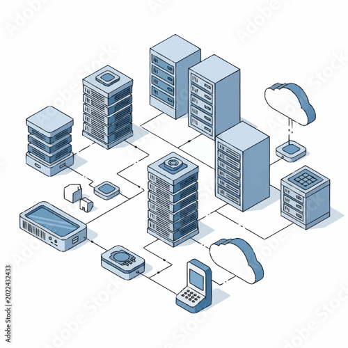 Bild auf Leinwand Modern Data Center Network Infrastructure and Cloud Connectivity.