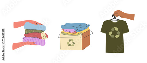 Εκτύπωση καμβά Clothes Recycling and Donation Vector Set