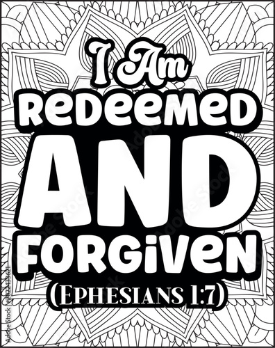 Bible Verse Quote Coloring Page for Adults. Holy Bible Quote Mandala Coloring Page