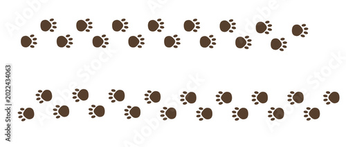 Paw vector foot trail print on white background. foot trail cat or Dog, path pattern animal tracks, isolated on tranparent background 