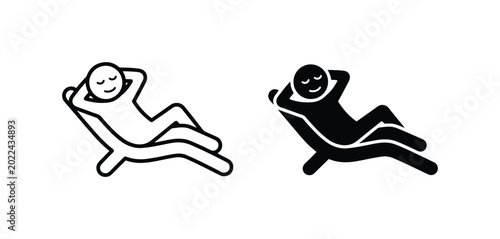 Foto Relaxing Person Icon Set, Lounge Chair Silhouette, Leisure and Vacation Graphics