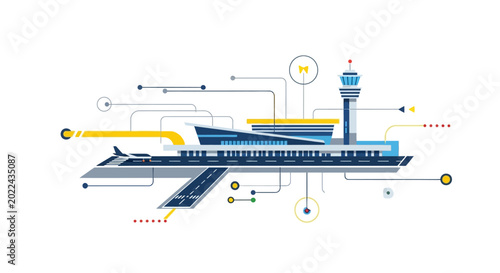 Canvastavla Airplane terminal with control tower illustration.