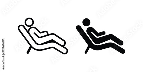 Photos Relaxation Icons, Lounge Chair Silhouettes, Leisure Time Vector Graphics, Comfor