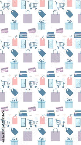 Shopping icons on white background.