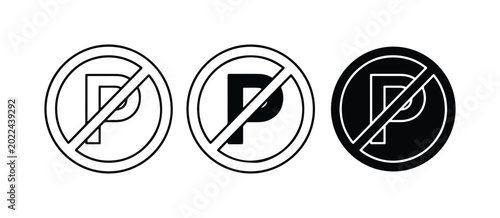 Bild auf Leinwand No Parking Signs, Prohibition Symbols, Traffic Regulation Icons, Vector Graphics