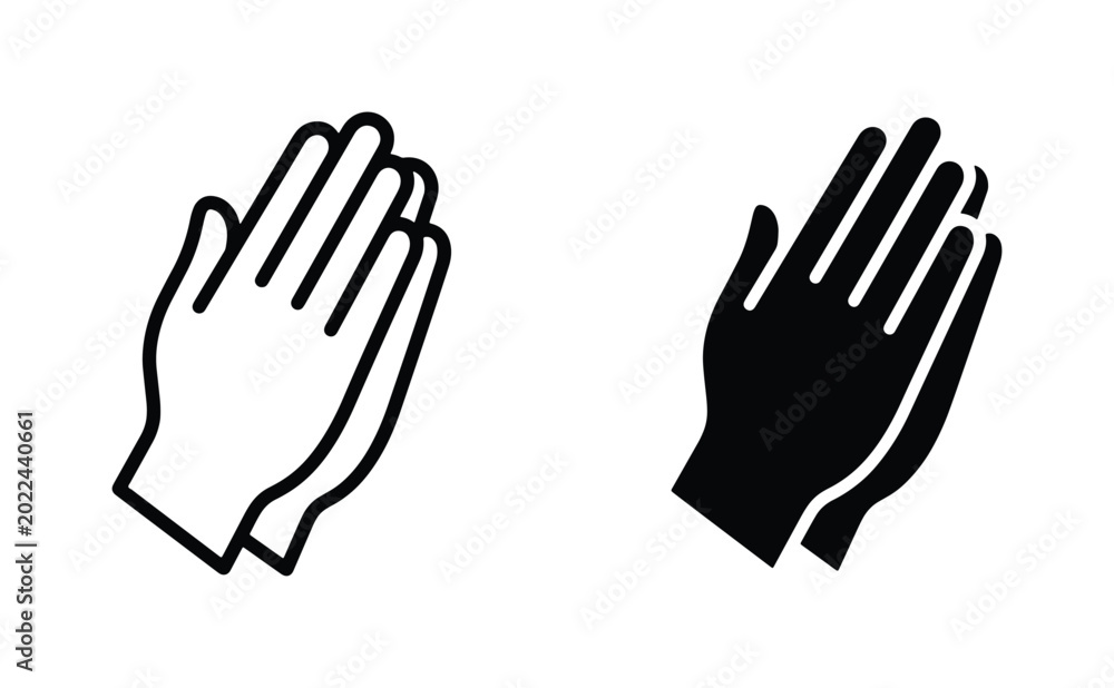 Fototapeta premium Praying Hands Icon Set, Religious Symbol Vector Graphics, Hope and Faith Illustration, Spiritual Gesture