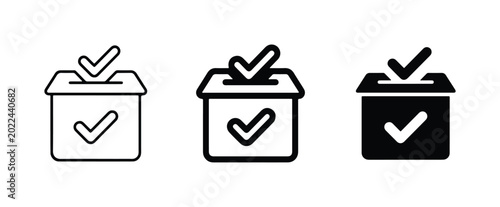 Tableau sur toile Voting Box Icons, Ballot Box Symbols, Vote Election Checkmark Graphics, Politica