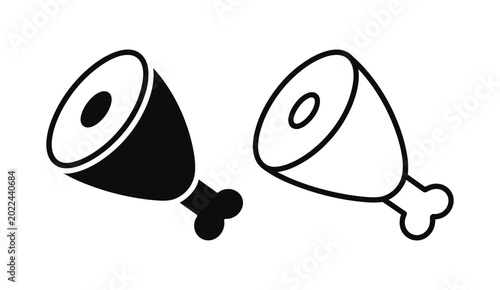 Bild auf Leinwand Food Meat icon isolated for thanksgiving day with lamb pork and mutton cuts, butcher cuisine and cooking vector illustration