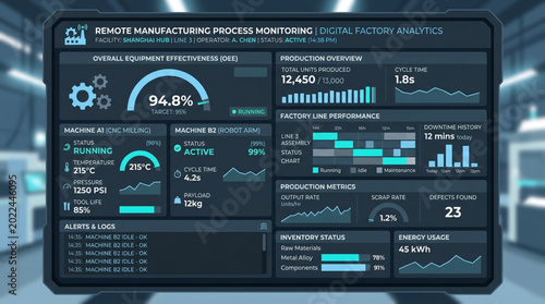 Digital Dashboard Displaying Complex Data Analytics and Performance Metrics.
