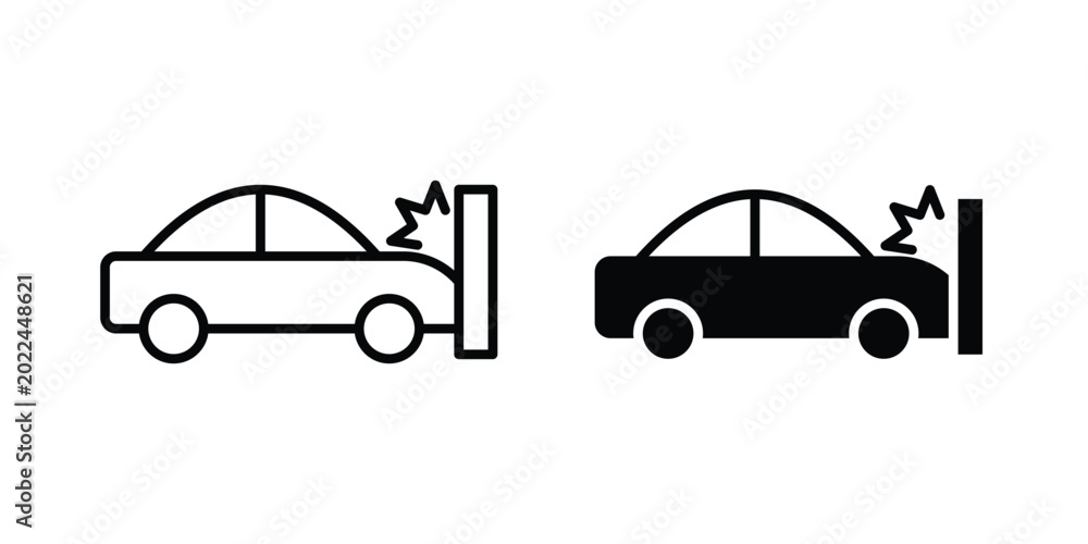 Fototapeta premium Car crash icon vector Illustration, Solid and stroke Style Icon