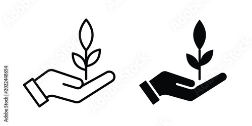 Care of plant icon vector Illustration, Solid and stroke Style Icon