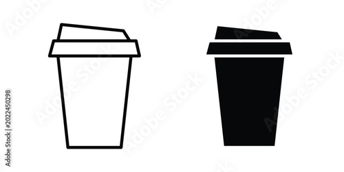 Tableau sur toile Disposable coffee cup icon vector Illustration, Solid and stroke Style Icon