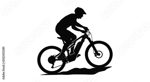 Valokuva mountain biker riding uphill black silhouette