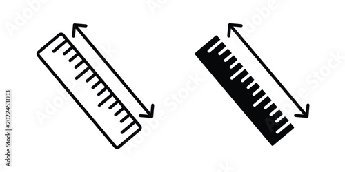 Fotografie Measurement ruler icon vector Illustration, Solid and stroke Style Icon