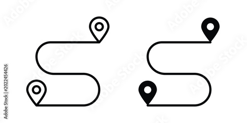 Foto Navigation road trip icon vector Illustration, Solid and stroke Style Icon