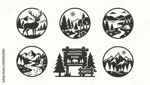 Foto National Park Nature Scenes Icons Deer Mountains Forest River Camping Wildlife