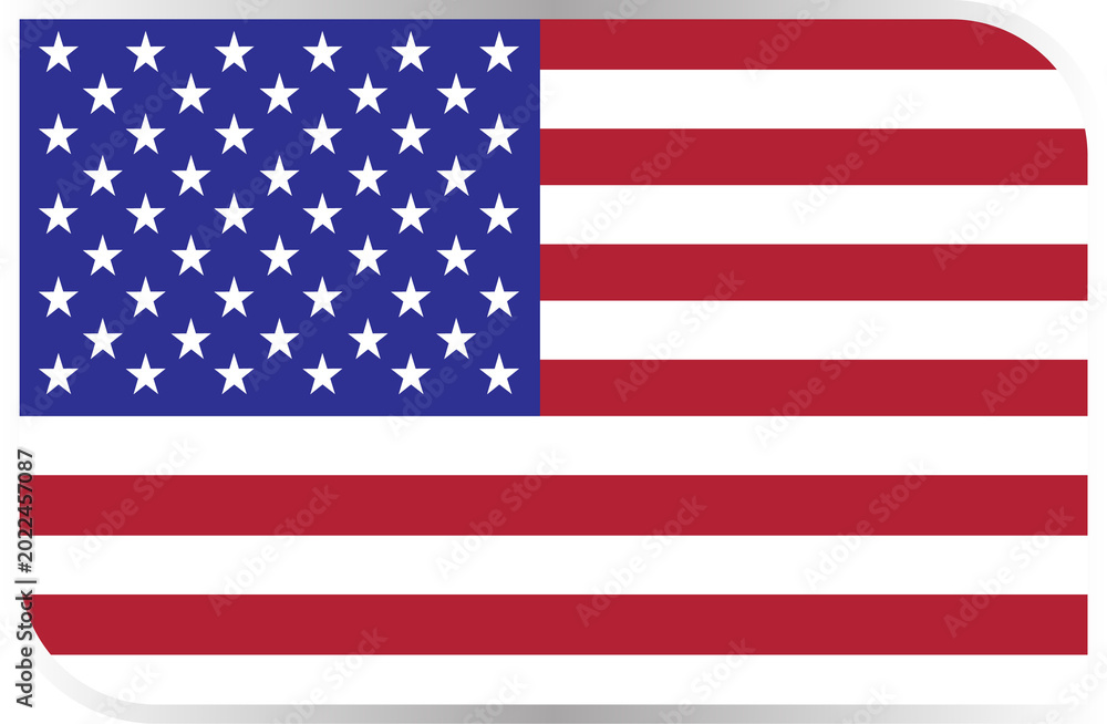 Fototapeta premium Transparent Rounded Rectangle USA Flag Button and Badge Icon