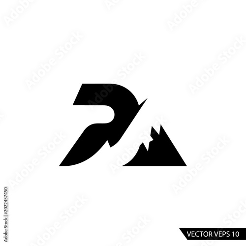 Minimalist Vector Logo Design Combining the Letter R and a Mountain Peak Icon