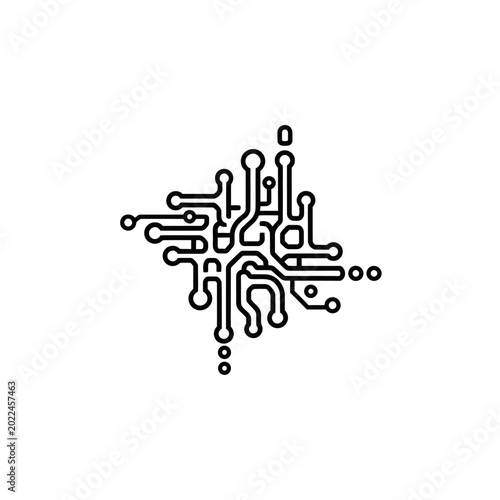 Abstract Electronic Circuit Board Icon, Minimalist Microchip Pattern for Technology and Connectivity Concepts