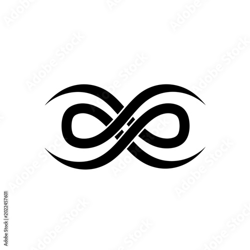 Tribal Style Infinity Symbol Logo - Black Infinity Icon Isolated on White Background