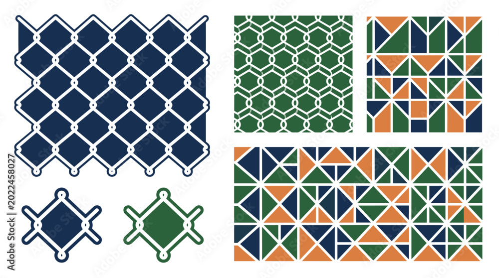Fototapeta premium Set of geometric tile patterns with intricate designs and vibrant colors