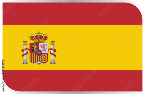 Transparent Rounded Rectangle Spain Flag Button and Badge Icon