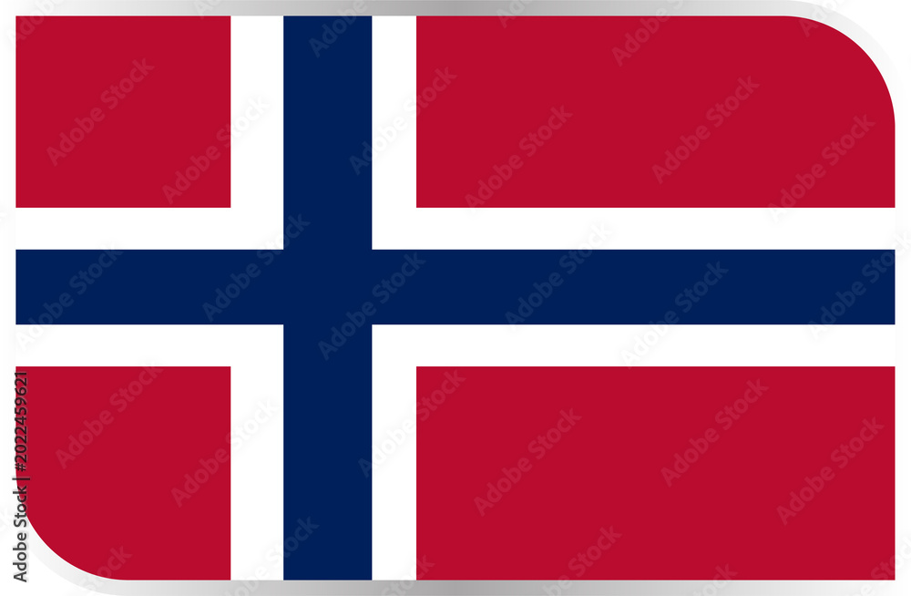 Obraz premium Transparent Rounded Rectangle Norway Flag Button and Badge Icon