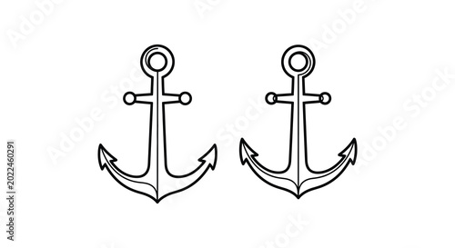 Canvastavla anchor drawing black and white line art on white background