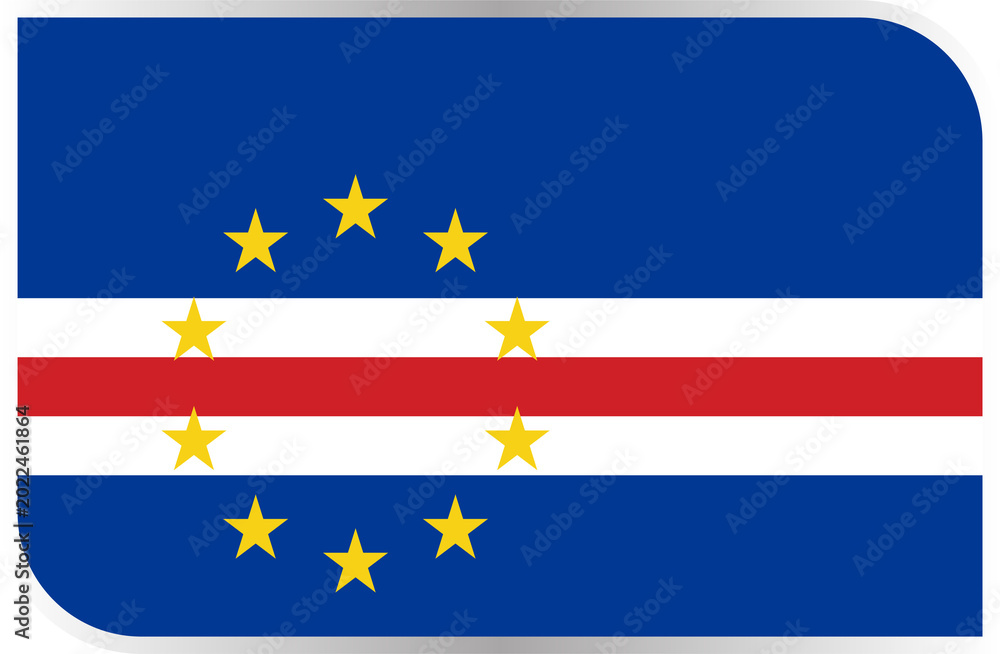Obraz premium Transparent Rounded Rectangle Cape Verde Flag Button and Badge Icon