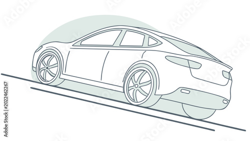 Tablou pe pânză Modern sedan car rear view.