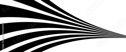 Cuadro en lienzo Black on white abstract perspective line wave stripes with 3d dimensional effect isolated on white