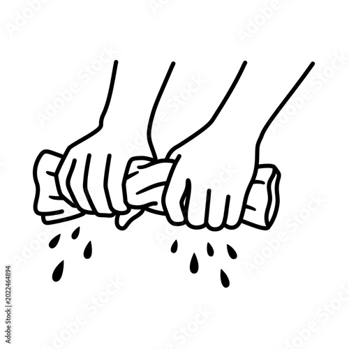 Tableau sur toile 雑巾を絞る手のラインアイコン