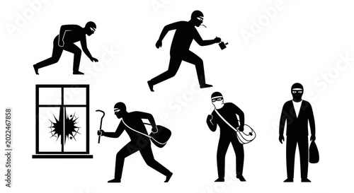 Photography Black silhouette of burglars stealing.