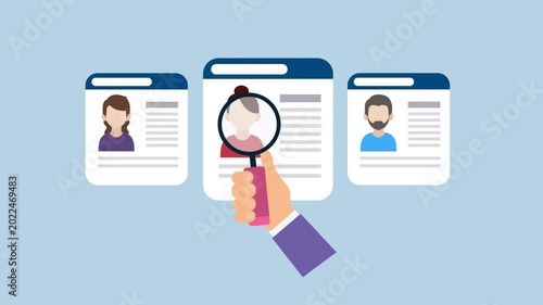User Profile Search Animated Flat Design 2d Animation with Alpha Matte