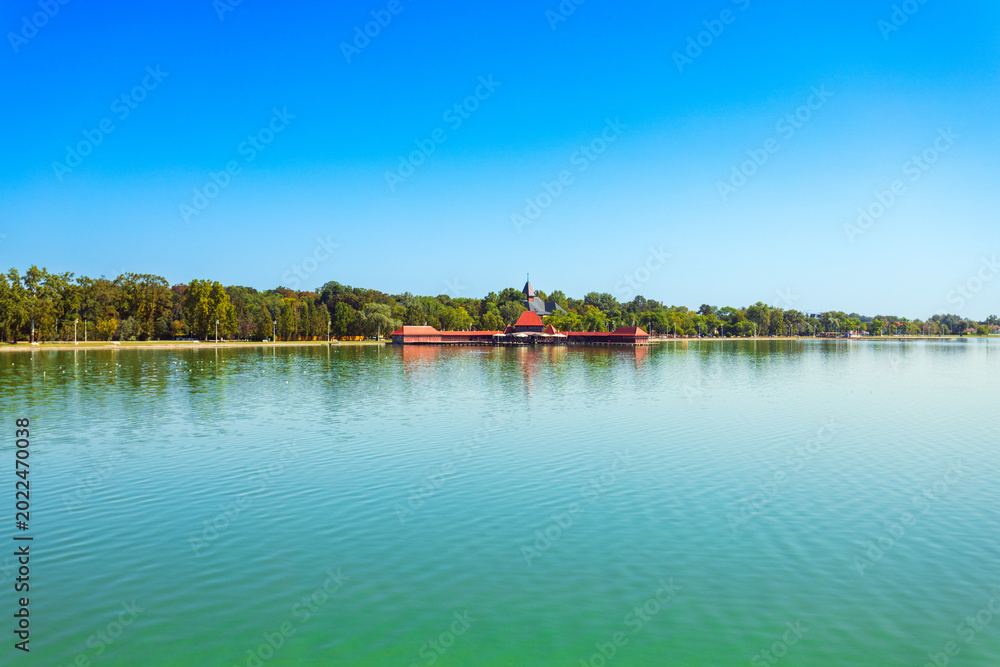 Fototapeta premium Womens Lido building on Palic Lake in Palic, Serbia