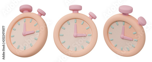 Fotografija Stopwatch timer timepiece chronometer countdown, time deadline urgency productivity management, schedule performance efficiency speed interval measurement, clay matte pink asset, 3d illustration