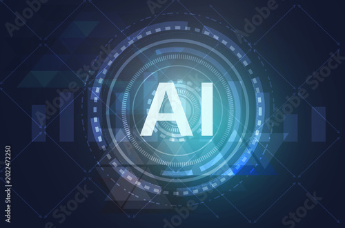 Abstract digital technology future design background,with AI text advertising,a modern of high technology automation or communication concept
