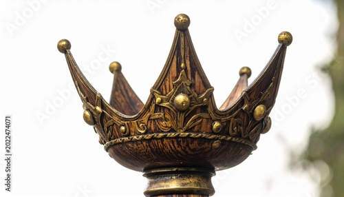 Ornate medieval tournament lance coronel crown tip close-up